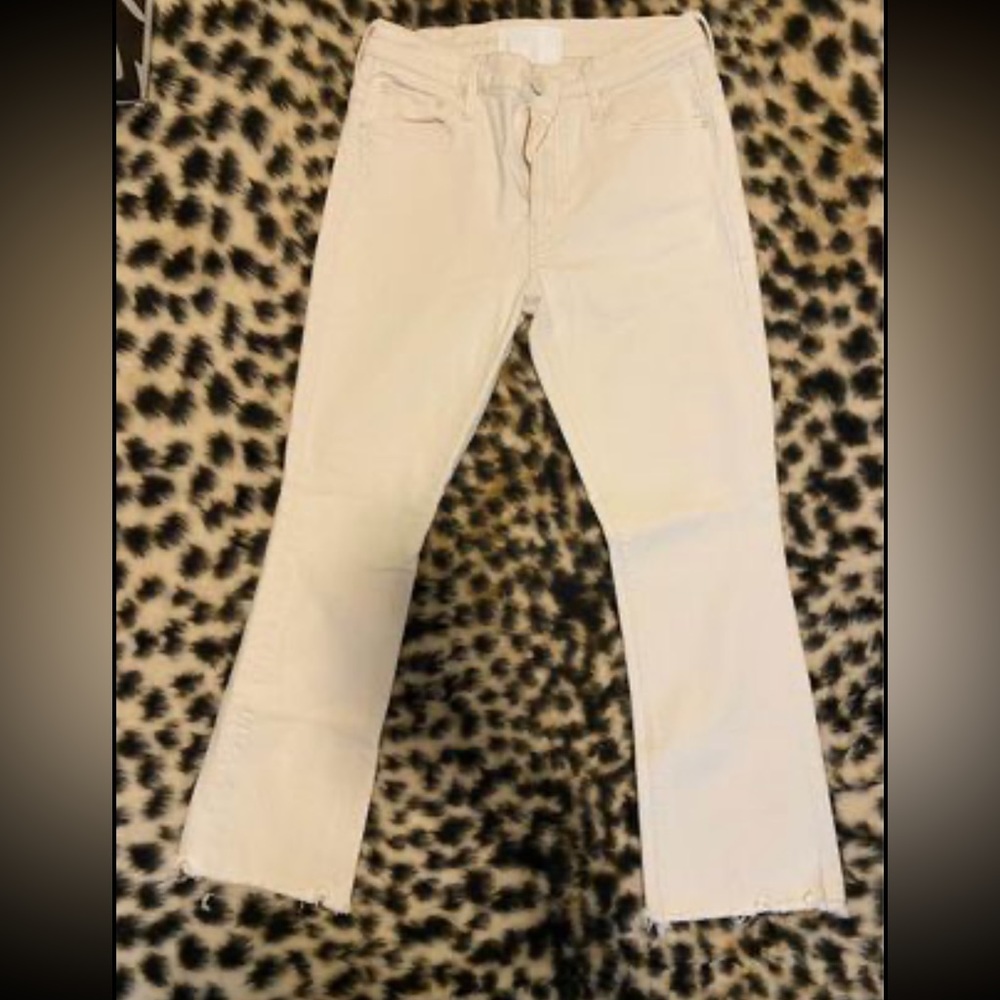 MOTHER Straight Leg Jeans in Off-White/Cream